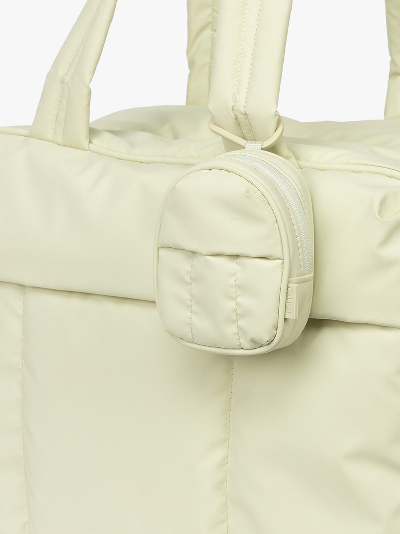 Attached CALPAK Luka Backpack Zip Bag Charm in light green Celadon