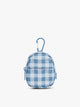 CALPAK Luka Backpack Zip Bag Charm in white and blue gingham print; AMB2201-FRENCH-BLUE-GINGHAM