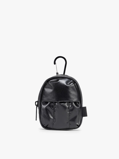 CALPAK Luka Backpack Key Pouch in Glazed Black on a white background; AMB2201-GLAZED-BLACK view 1