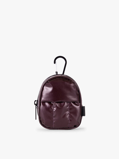 CALPAK Luka Backpack Key Pouch in maroon Glazed Dark Cherry on a white background; AMB2201-GLAZED-DARK-CHERRY view 1