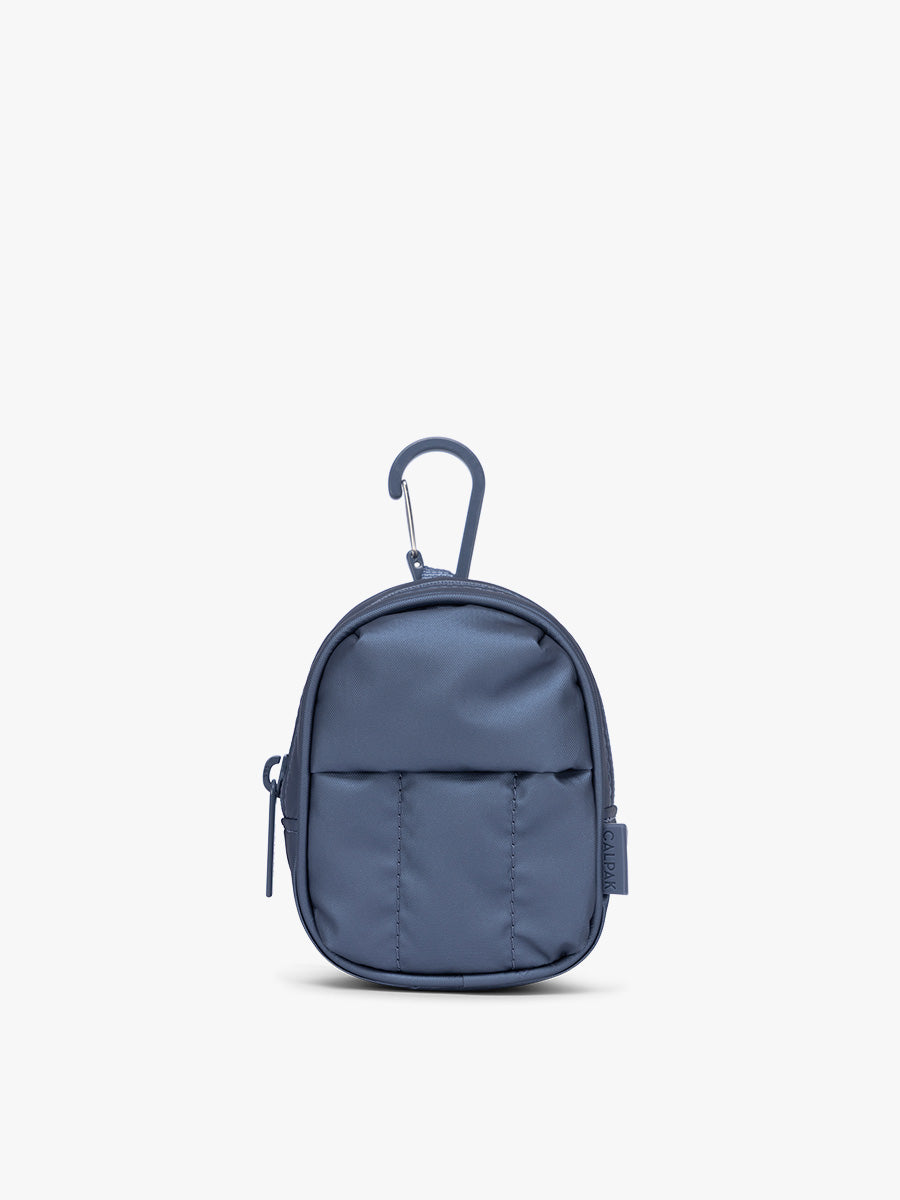 Luka Backpack Zip Bag Charm in Metallic Indigo | CALPAK