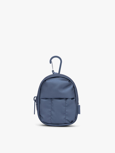 CALPAK Luka Backpack Zip Bag Charm in metallic dark blue Metallic Indigo; AMB2201-METALLIC-INDIGO view 1