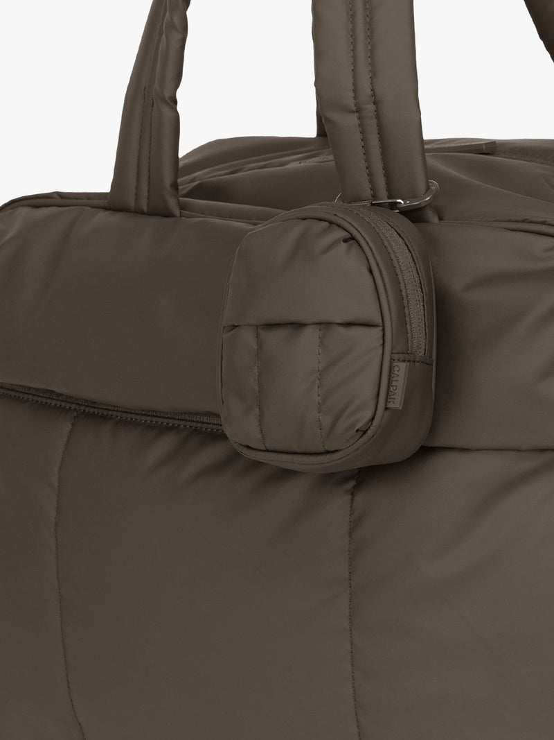 Attached CALPAK Luka Backpack Zip Bag Charm in brown Mushroom