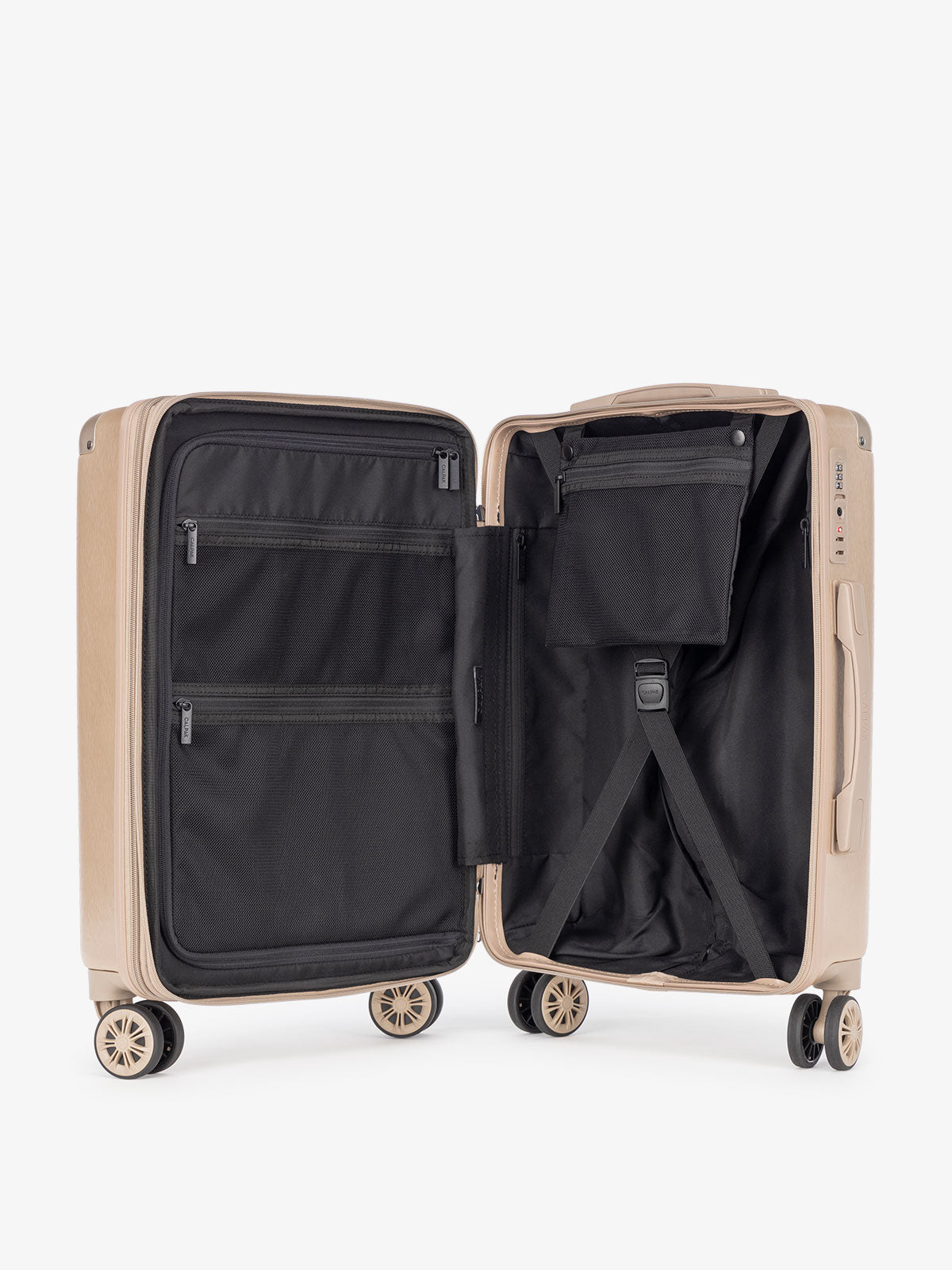 CALPAK Ambeur: 2 piece luggage set with compression straps and zipper pockets; LAM2000-GOLD