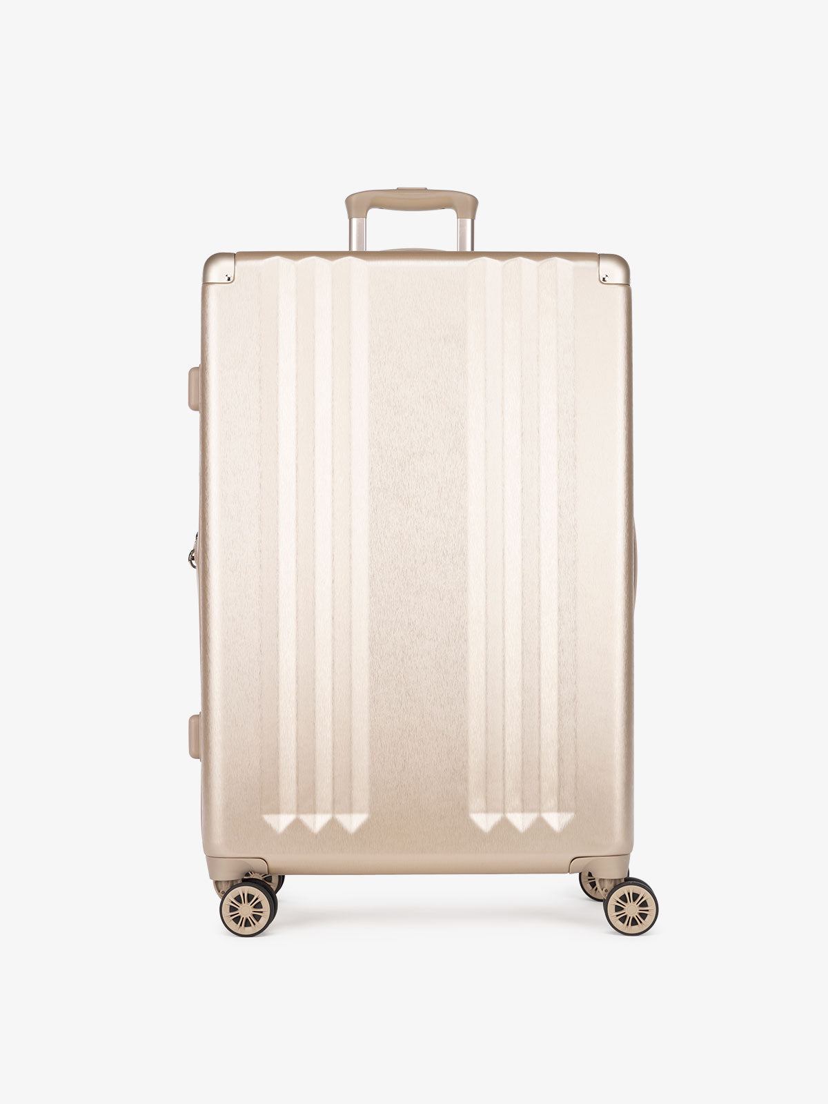 CALPAK Ambeur: lightweight hardside large suitcase in gold part of Ambeur 2 piece suitcase set; LAM2000-GOLD