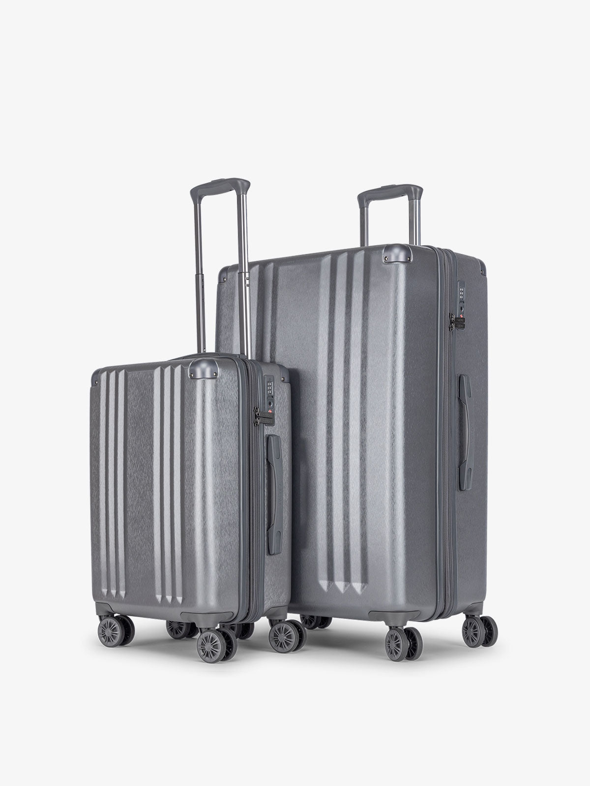 CALPAK Ambeur 2 piece lightweight expandable copper hard shell luggage set with carry-on in gunmetal; LAM2000-GUNMETAL