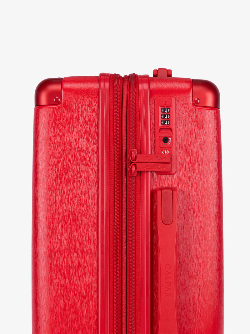 CALPAK Ambeur 2 piece lightweight copper luggage with built-in TSA lock in metallic red