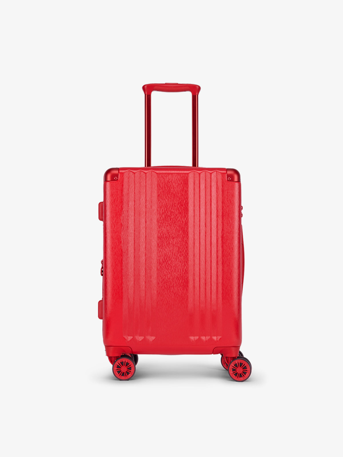 Metallic red CALPAK Ambeur hard shell rolling carry-on suitcase as part of the luggage set; LAM3000-METALLIC-RED