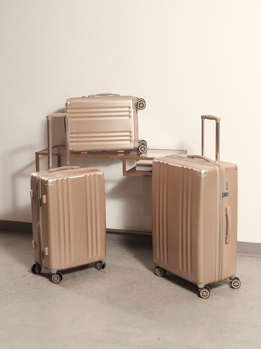 Ambeur 3 piece hard shell luggage set with spinner wheel; LAM3000-GOLD;