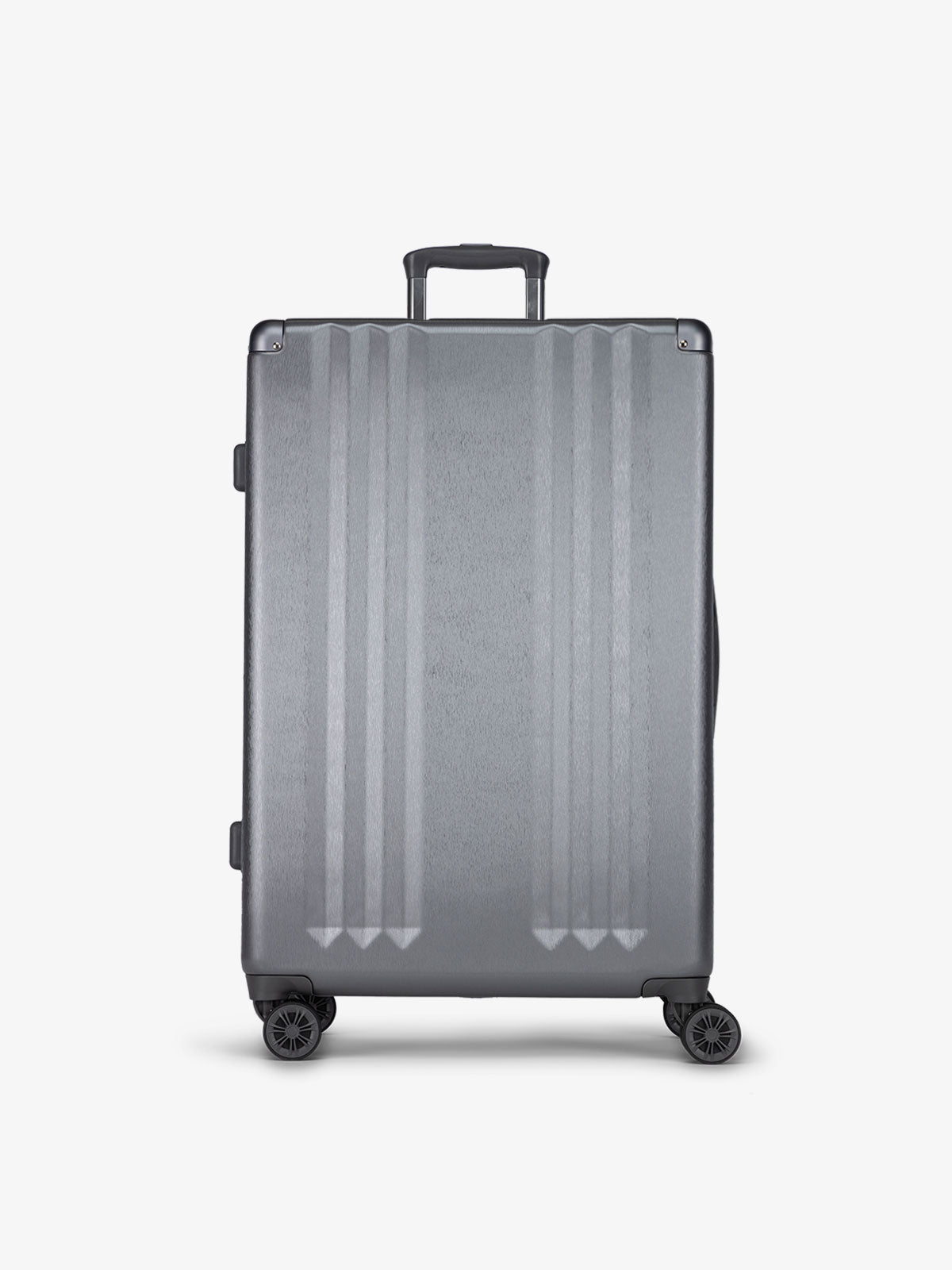 Lightweight large hardshell luggage part of Ambeur 3 piece luggage set in gunmetal gray; LAM3000-GUNMETAL