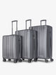 CALPAK Ambeur 3 piece lightweight durable copper hard shell luggage set with carry-on, medium luggage and large luggage in gunmetal; LAM3000-GUNMETAL