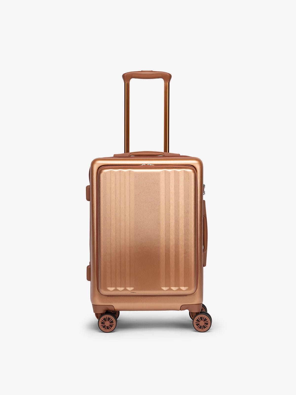CALPAK Ambeur carry-on suitcase with front pocket, built-in TSA lock and 360 spinner wheels in copper