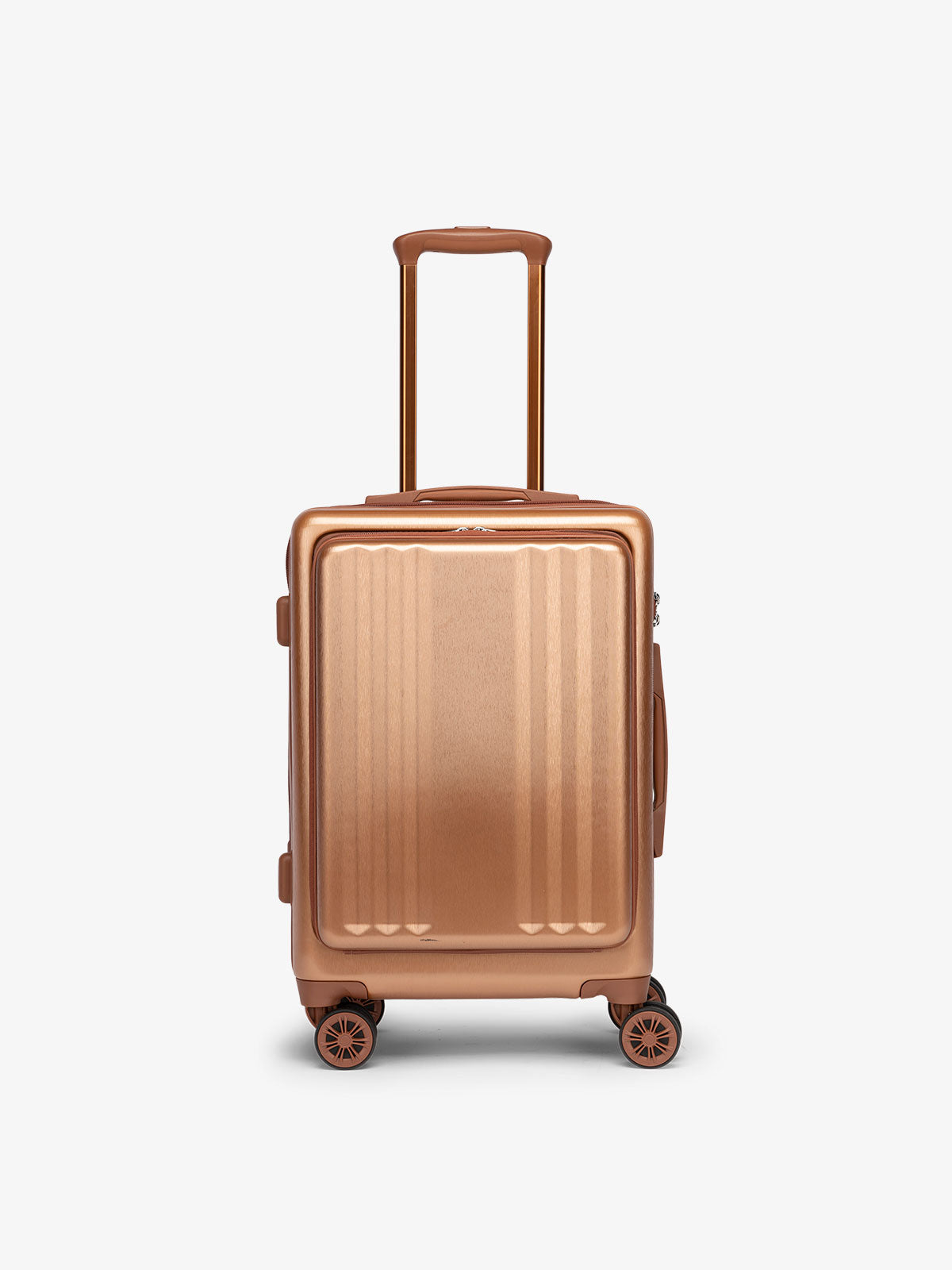 CALPAK Ambeur carry-on suitcase with front pocket, built-in TSA lock and 360 spinner wheels in copper; LAM1020-FP-COPPER