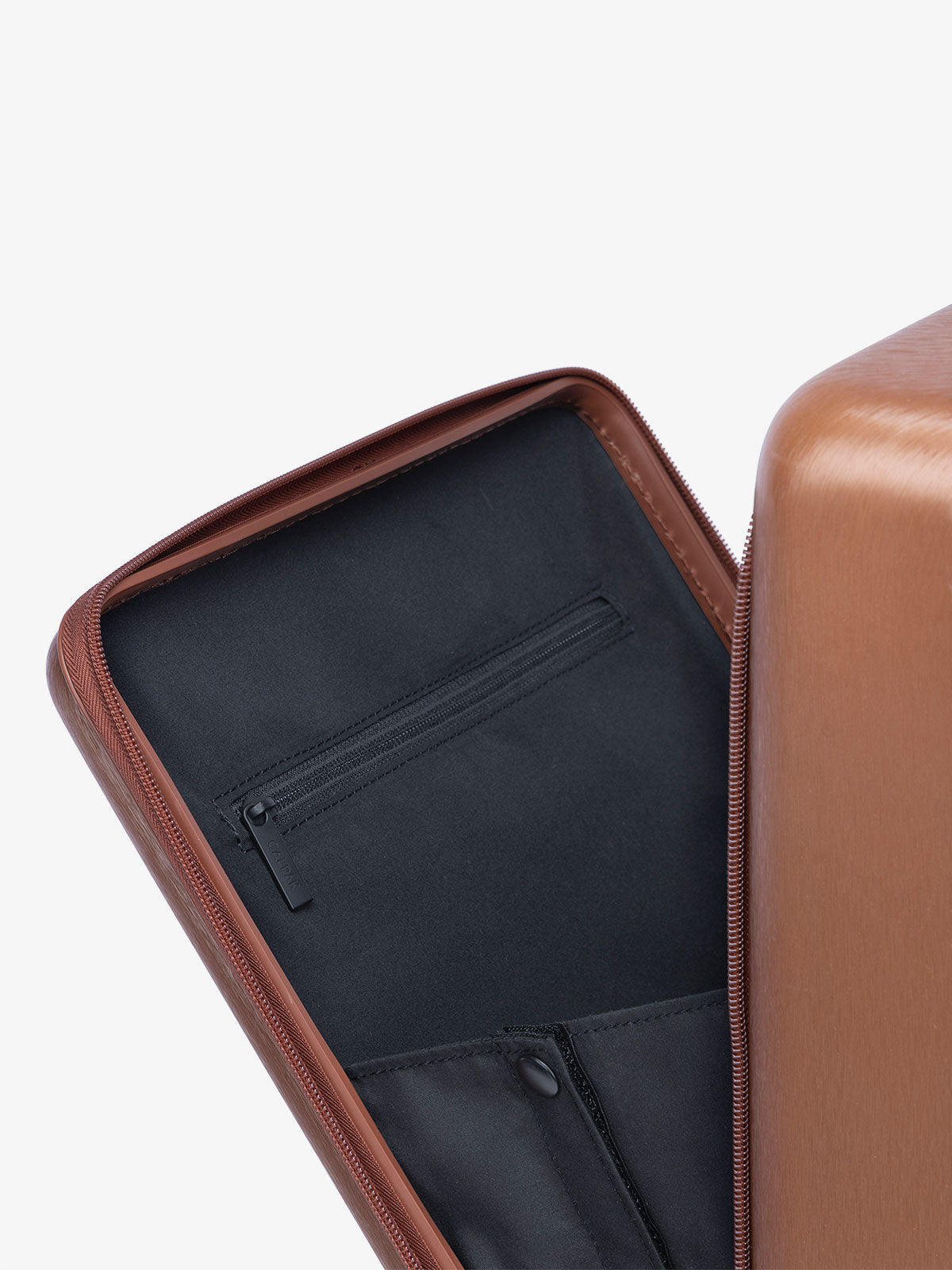 CALPAK Ambeur hard shell carry-on luggage with front pocket for laptop in copper; LAM1020-FP-COPPER