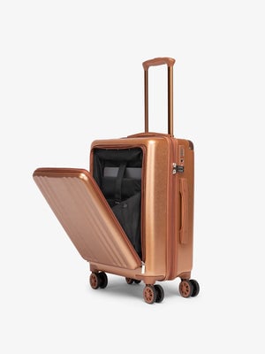 CALPAK Ambeur front pocket lightweight carry-on luggage in copper; LAM1020-FP-COPPER