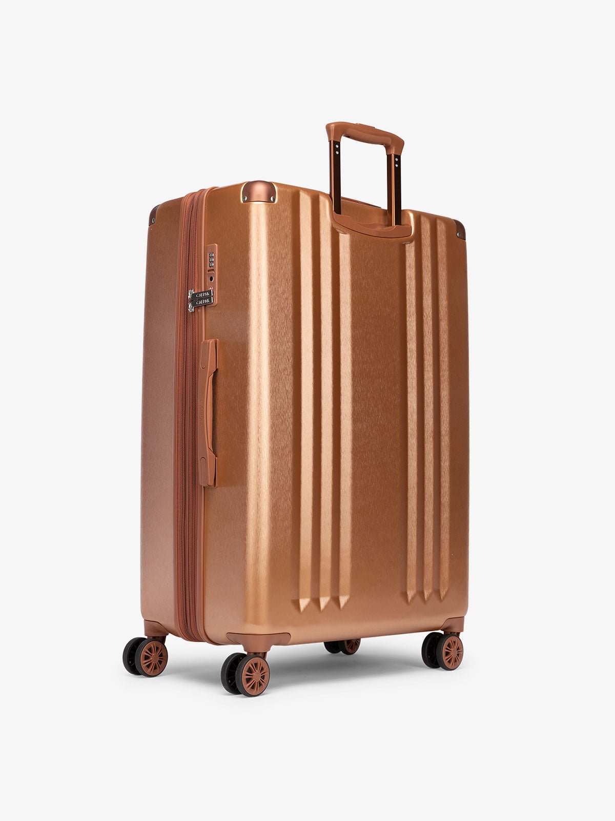 Large 30 inch lightweight hard shell suitcase in copper