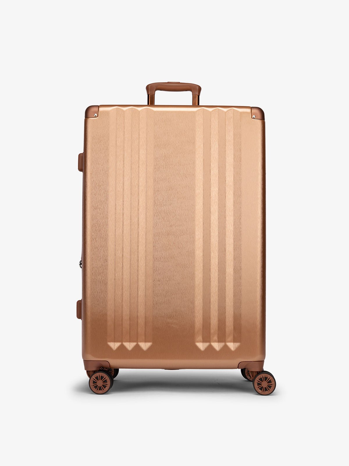 CALPAK Ambeur large 30 inch hardshell luggage featuring 360 spinner wheels in copper