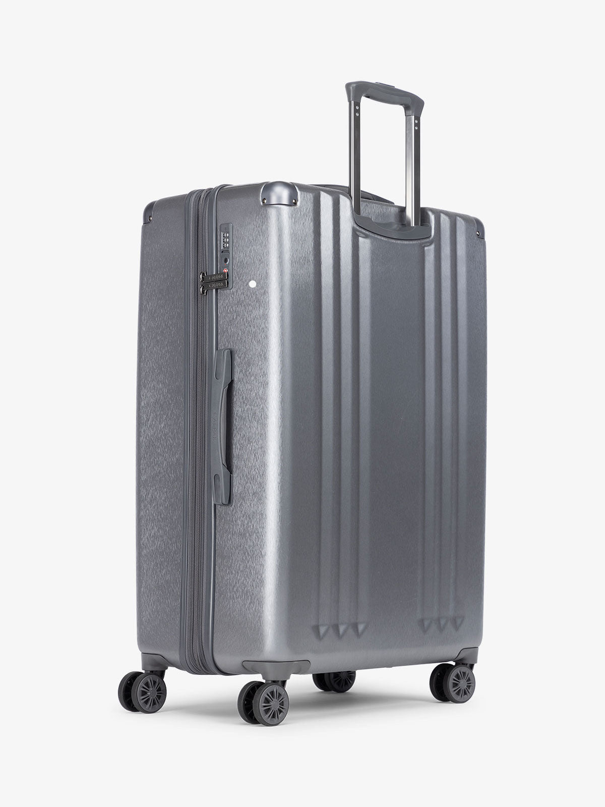CALPAK Large 30 inch lightweight hard shell suitcase in metallic gray; LAM1028-GUNMETAL