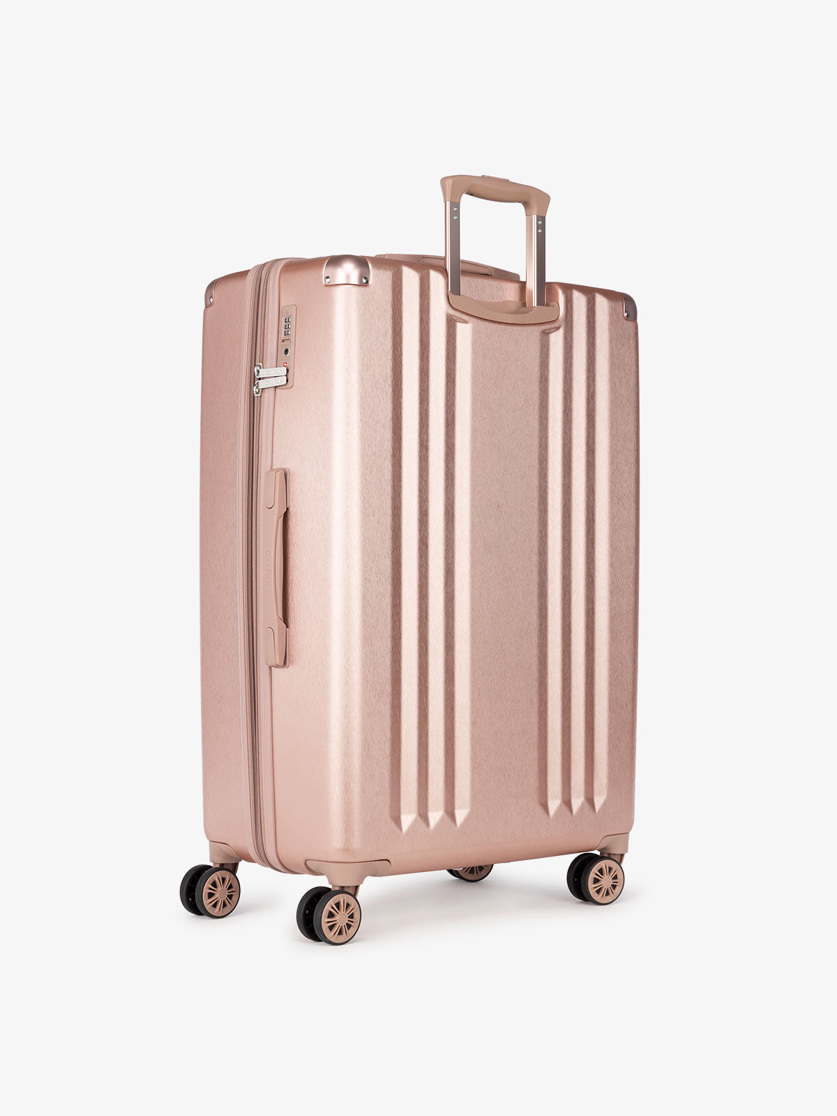 large 30 inch rose gold lightweight hardsided suitcase; LAM1028-ROSE-GOLD