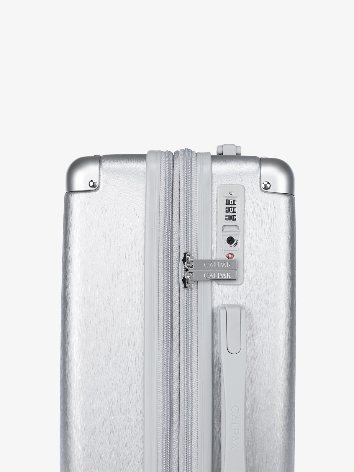 CALPAK Ambeur silver large size expandable suitcase with built in TSA lock; LAM1028-SILVER