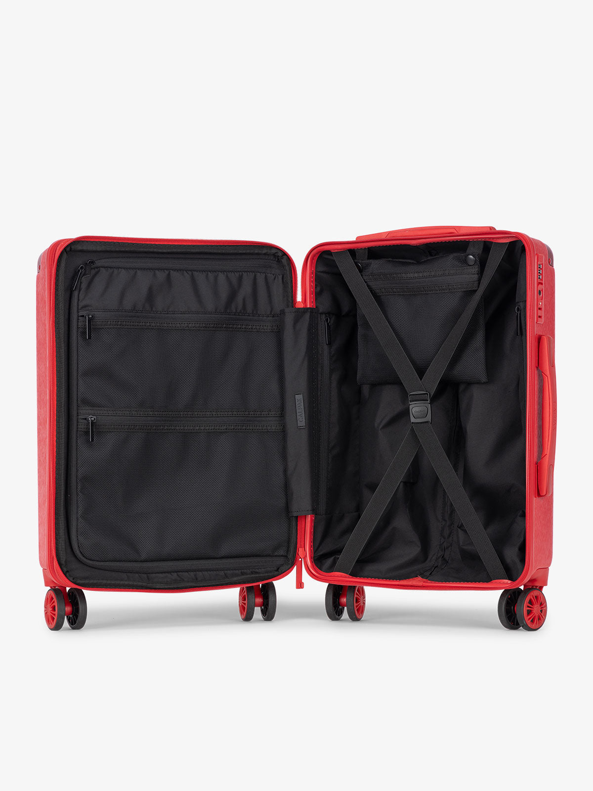 CALPAK Ambeur metallic red sized expandable suitcase with compression straps; LAM1024-METALLIC-RED