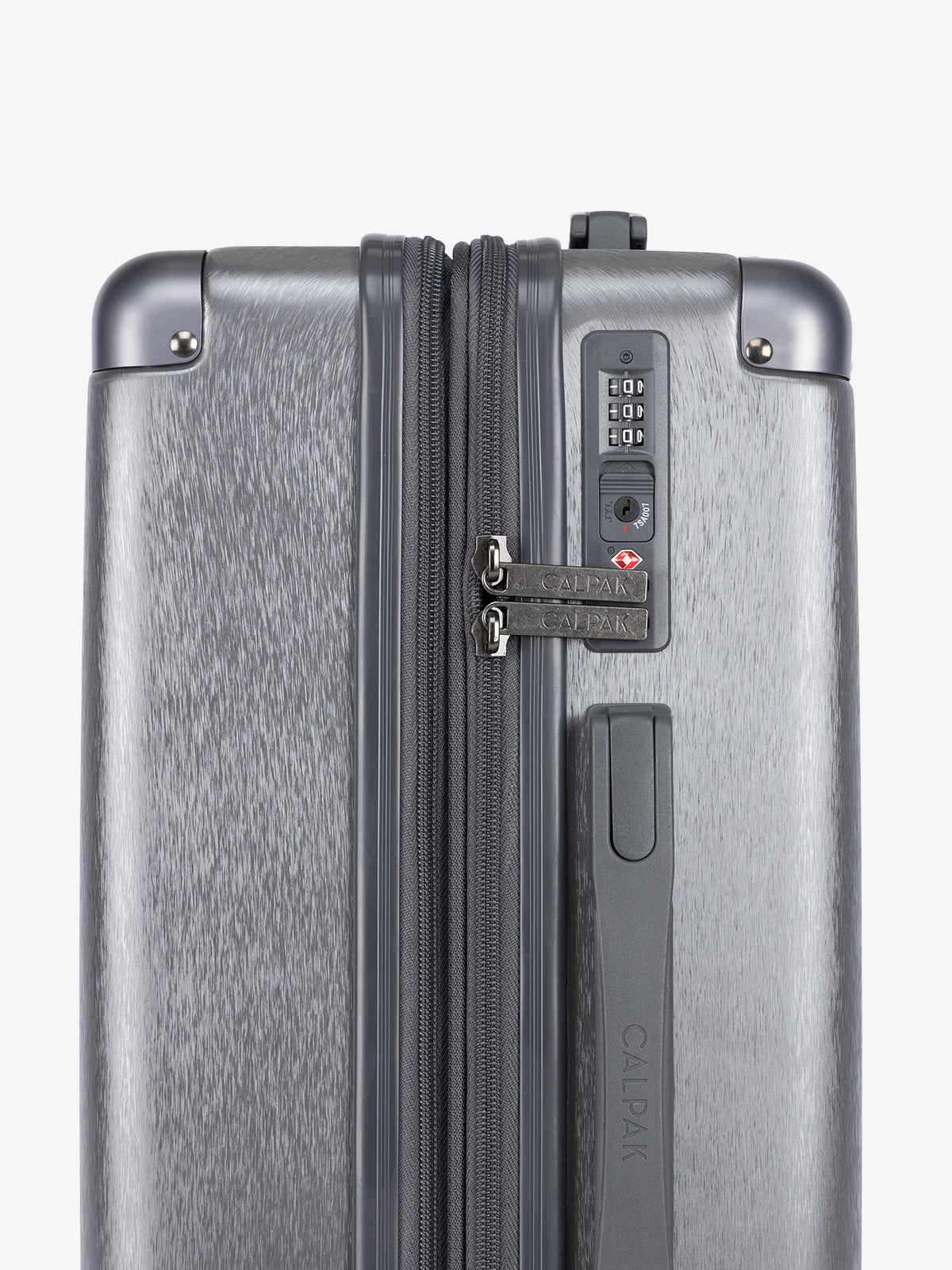 CALPAK Ambeur gold medium sized expandable suitcase with built-in TSA lock in gunmetal; LAM1024-GUNMETAL