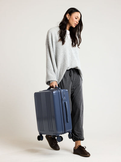 CALPAK Ambeur Carry On Luggage in dark blue metallic Indigo; LAM1020-INDIGO view 2