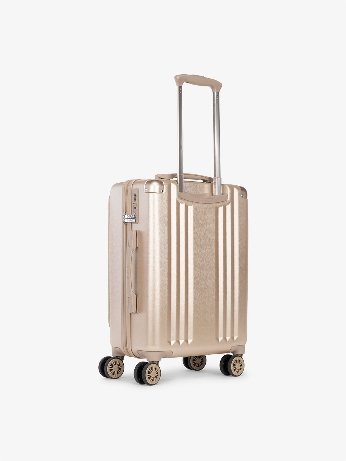 CALPAK Ambeur lightweight carry-on luggage with laptop front pocket, TSA lock and 360 spinner wheels in gold; LAM1020-FP-GOLD
