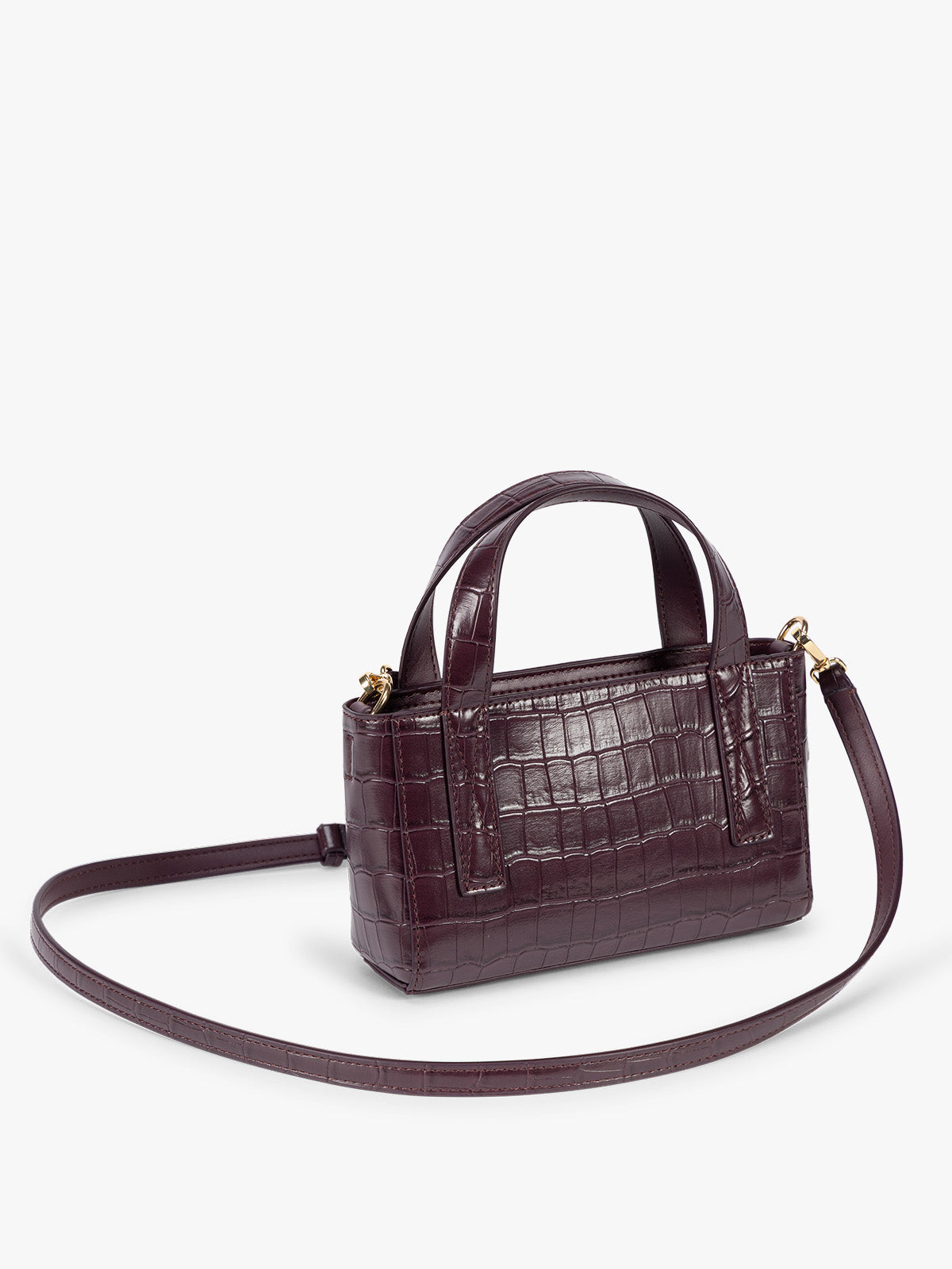 Haven Mini Crossbody Bag in Croc-Embossed in Dark Cherry Croc | CALPAK