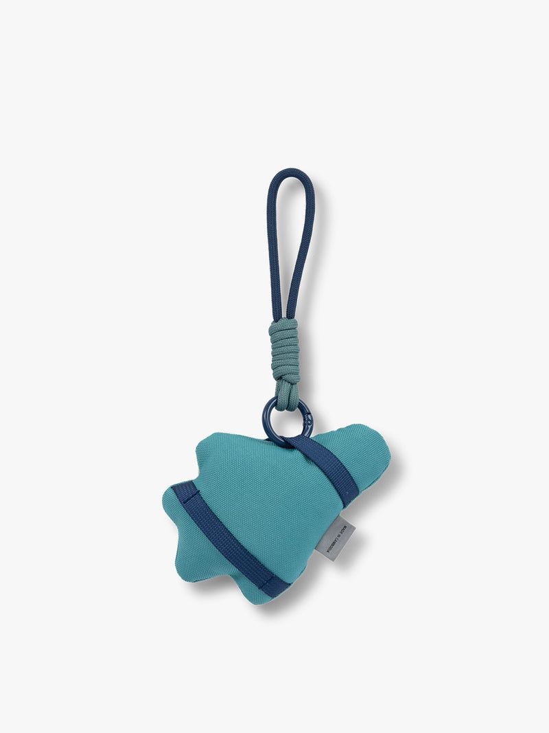CALPAK Kids Pluffy Bag Charm white Airplane on blue plush back view