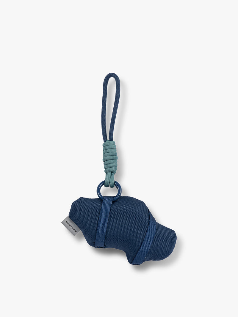 CALPAK Kids Pluffy Bag Charm red Car with flames on dark blue plush back view