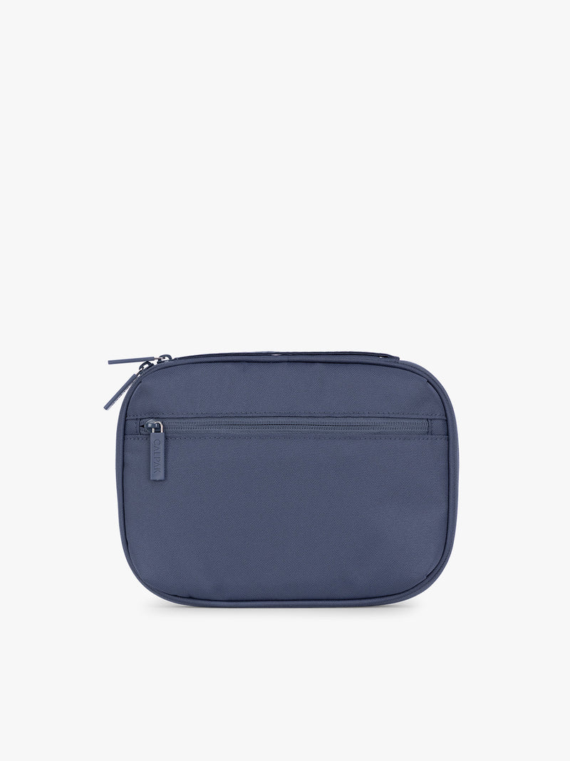 Backside of CALPAK Tech Organizer in dark blue Indigo