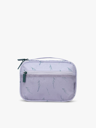 CALPAK Tech Organizer in light purple with lavender print and green accent zipper in Lavender Bloom; ATC2001-LAVENDER-BLOOM view 1