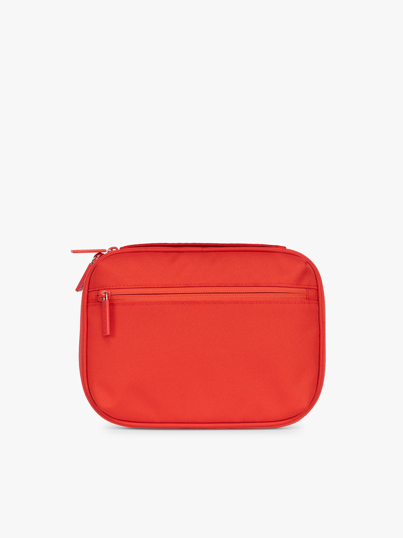 Back side of CALPAK Tech Organizer in red Tomato