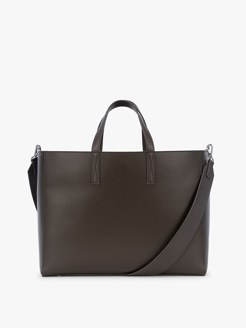 CALPAK Haven 16" Laptop Tote in dark brown Mushroom