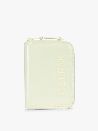Front side of CALPAK Terra Zip Passport Wallet in light green Celadon; ATPW2501-CELADON view 1