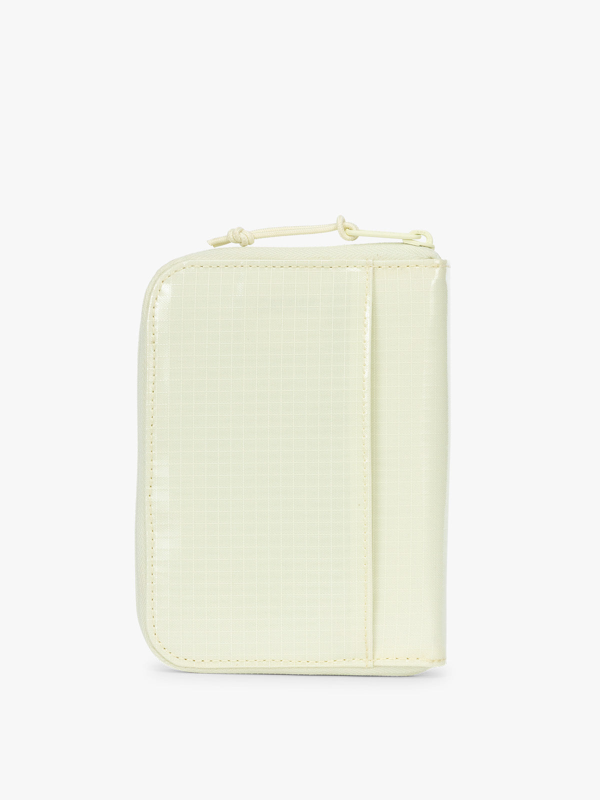Backside of Front side of CALPAK Terra Zip Passport Wallet in light green Celadon; ATPW2501-CELADON