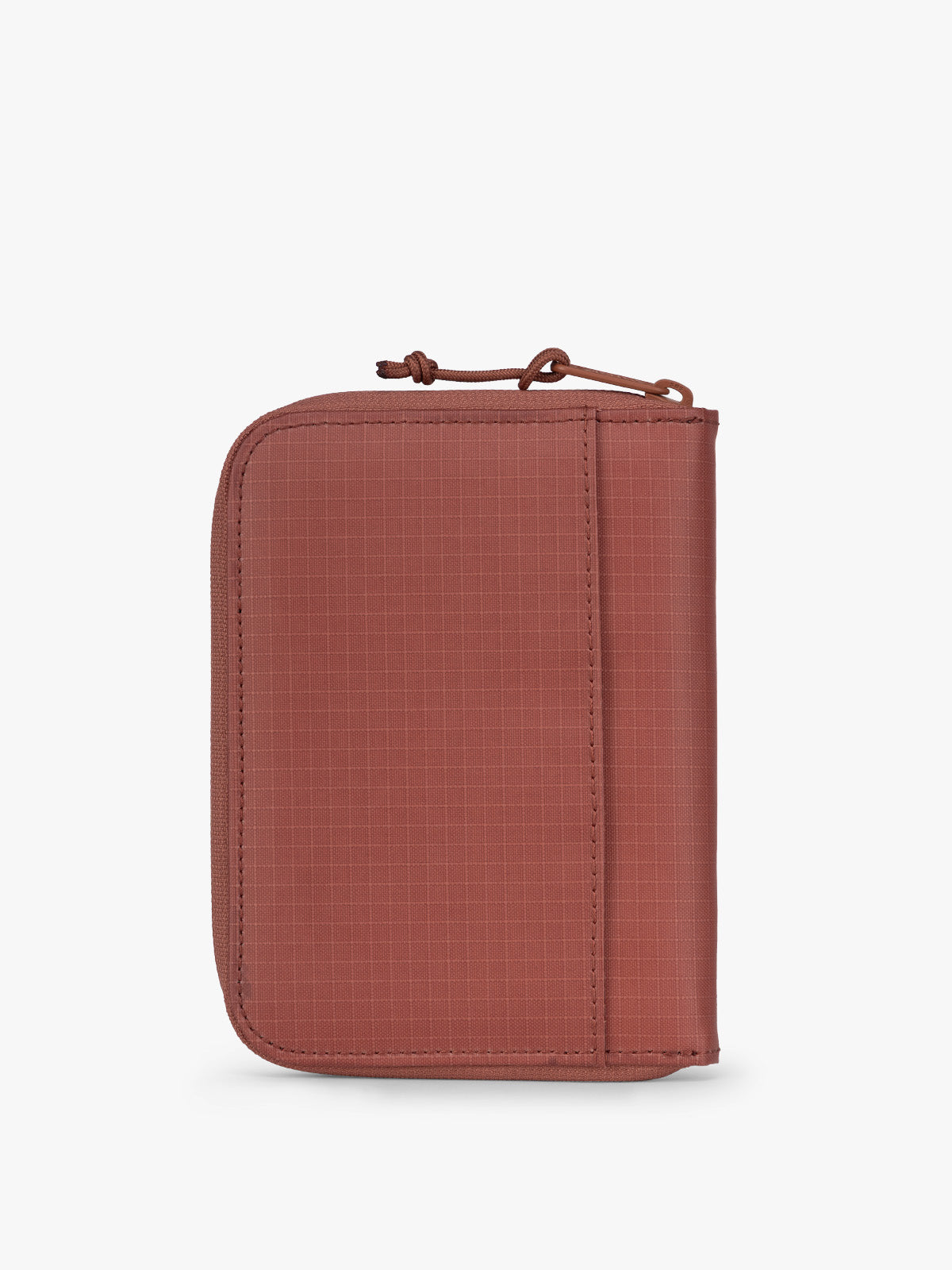 CALPAK Terra Zip Passport Wallet in red-orange Clay back; ATPW2501-CLAY