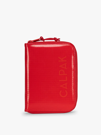 CALPAK Terra Zip Passport Wallet in red Flame front; ATPW2501-FLAME view 1