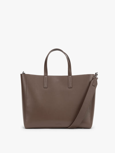 CALPAK Haven 15 inch Laptop Tote in dark brown Espresso front view; ATS2501-ESPRESSO view 1