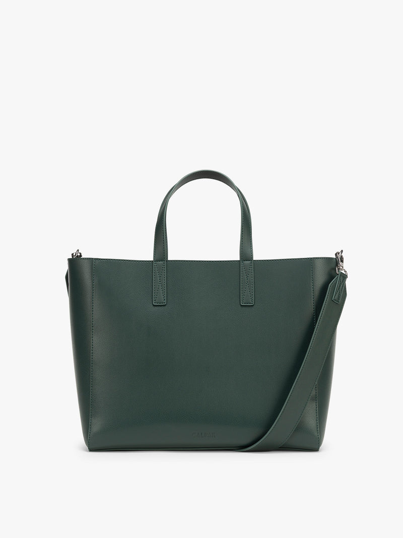 CALPAK Haven 15 inch Laptop Tote in dark green Forest front view