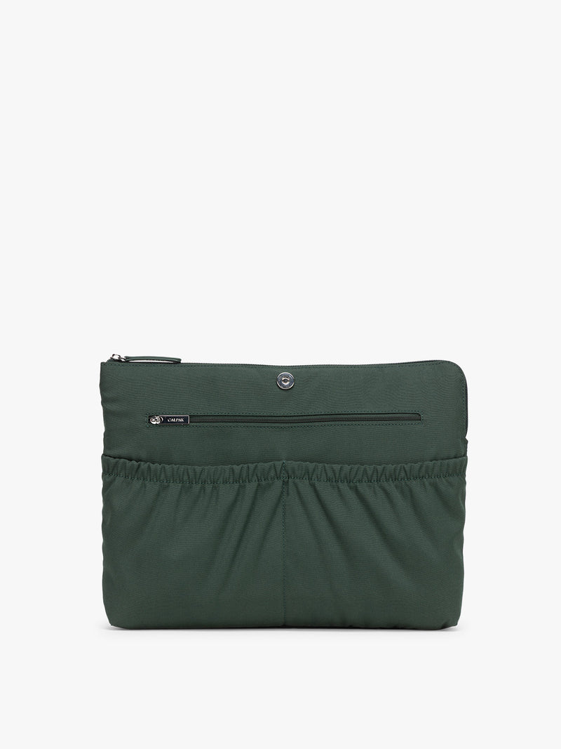 CALPAK Haven 15 inch Laptop Tote in dark green Forest with removable laptop sleeve