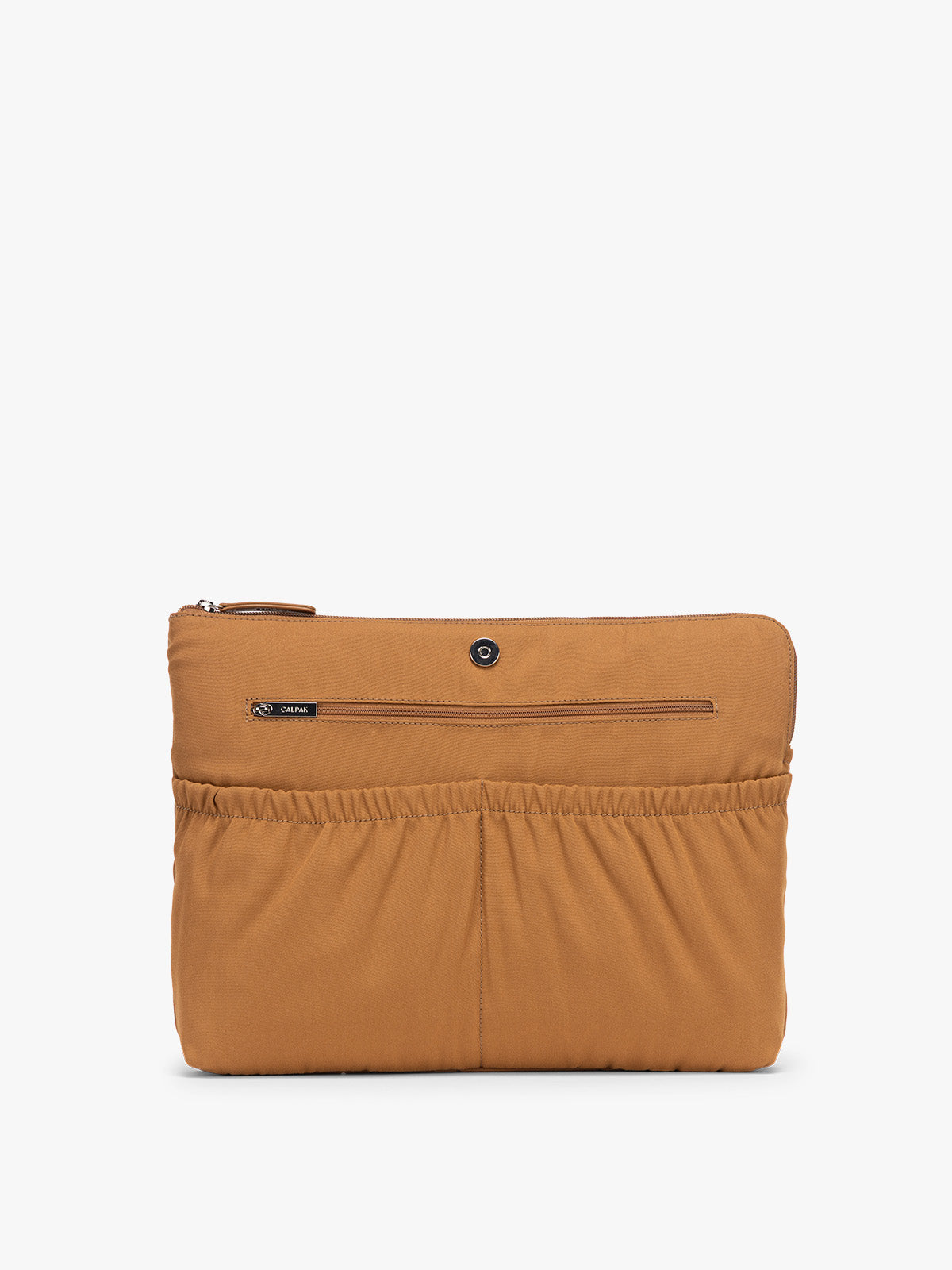 CALPAK Haven 15 inch Laptop Tote in brown Toffee detachable laptop sleeve with pockets; ATS2501-TOFFEE