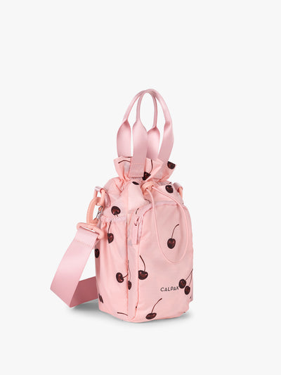 CALPAK Water Bottle Holder in Oatmeal Chery in pink with cherry pattern; AWH2101-BLOSSOM-CHERRY view 1