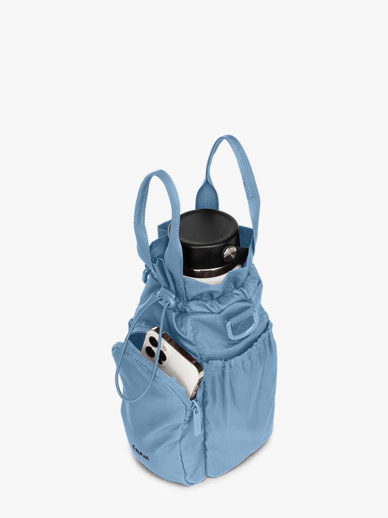 backpack with lunch compartment water bottle holder and laptop sleeve Water Bottle Holder in French Blue