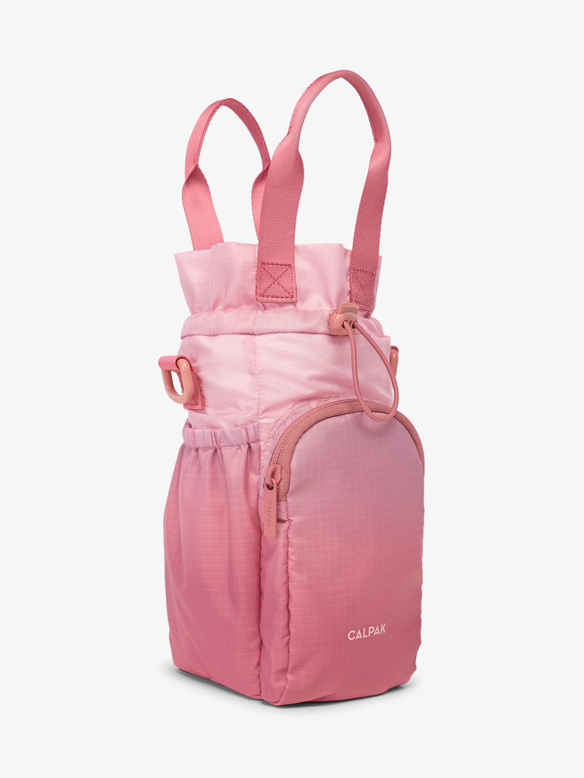 Opened top of CALPAK Water Bottle Holder in pink ombre Tea Rose; AWH2101-TEA-ROSE