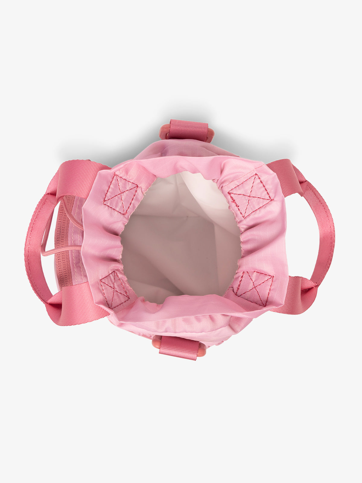Top view with white inside fabric of CALPAK Water Bottle Holder in pink ombre Tea Rose; AWH2101-TEA-ROSE