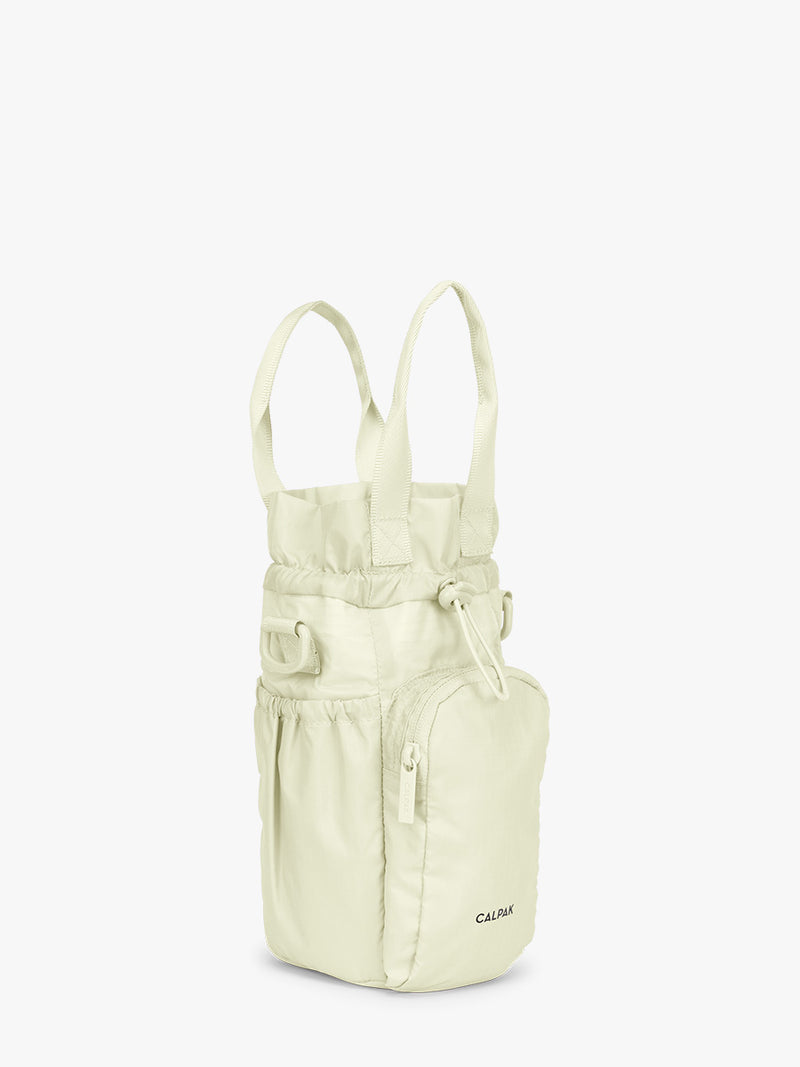 Opened with handle CALPAK Water Bottle Holder in light green Celadon