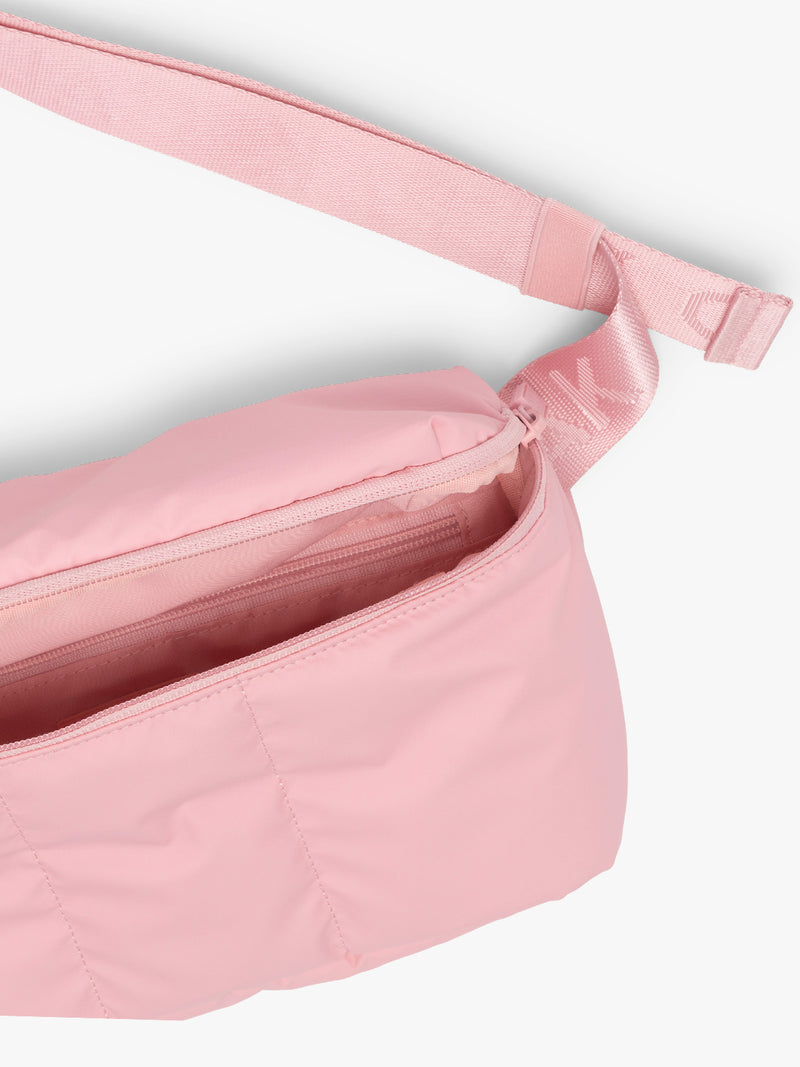 CALPAK Luka Belt Bag in pink Blossom interior view