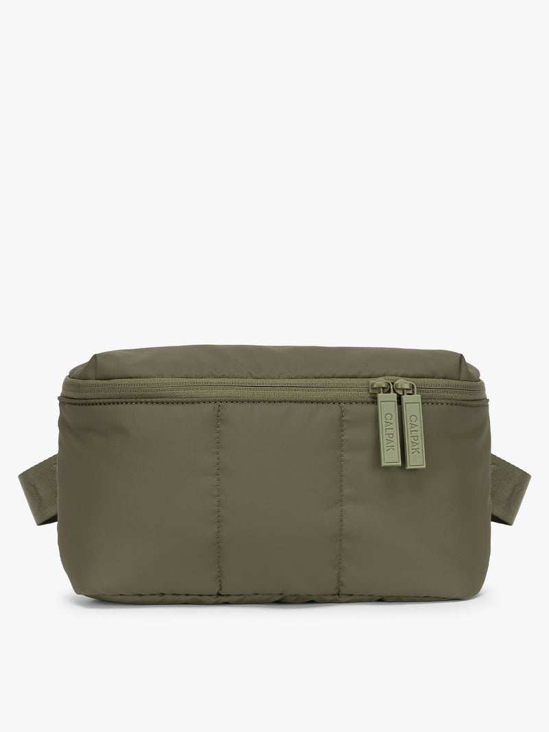CALPAK Luka Belt Bag in dark green Pine front view